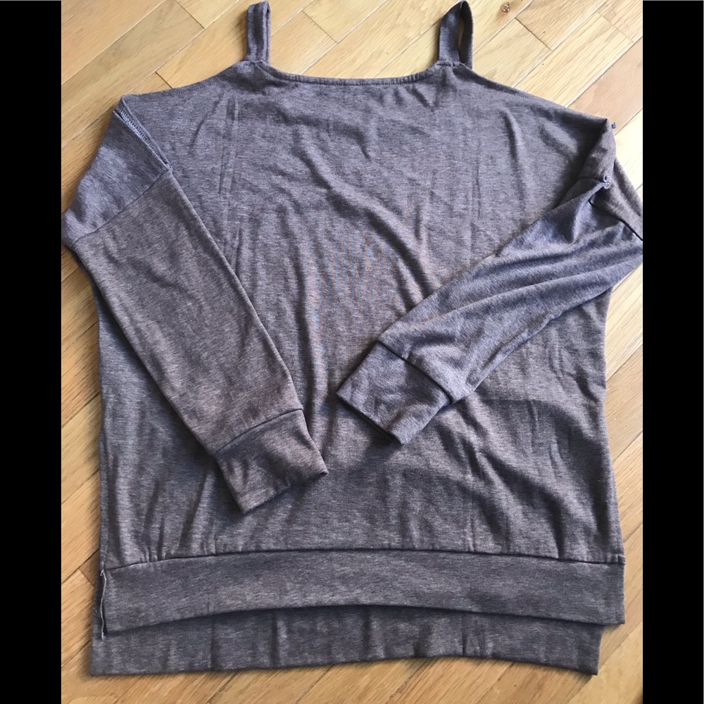 Heathered Brown Cold Shoulder Sweater